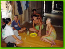 Typical Iban Longhouse in the Malaysia rainforests